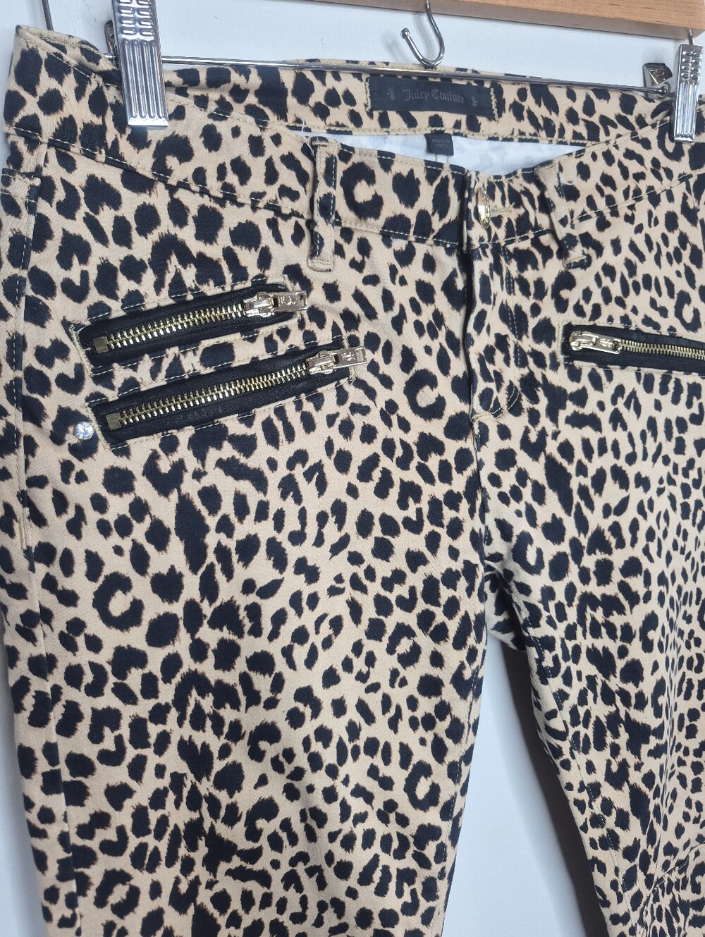 Juicy Couture Leopard Print Slim Jeans with Gold Zippers - Women